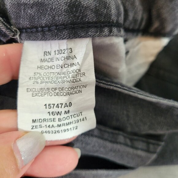 Riders By Lee Womens Jeans 16W Plus Boot Cut Muted Black Denim Zip Fly BOO6E - Picture 9 of 10